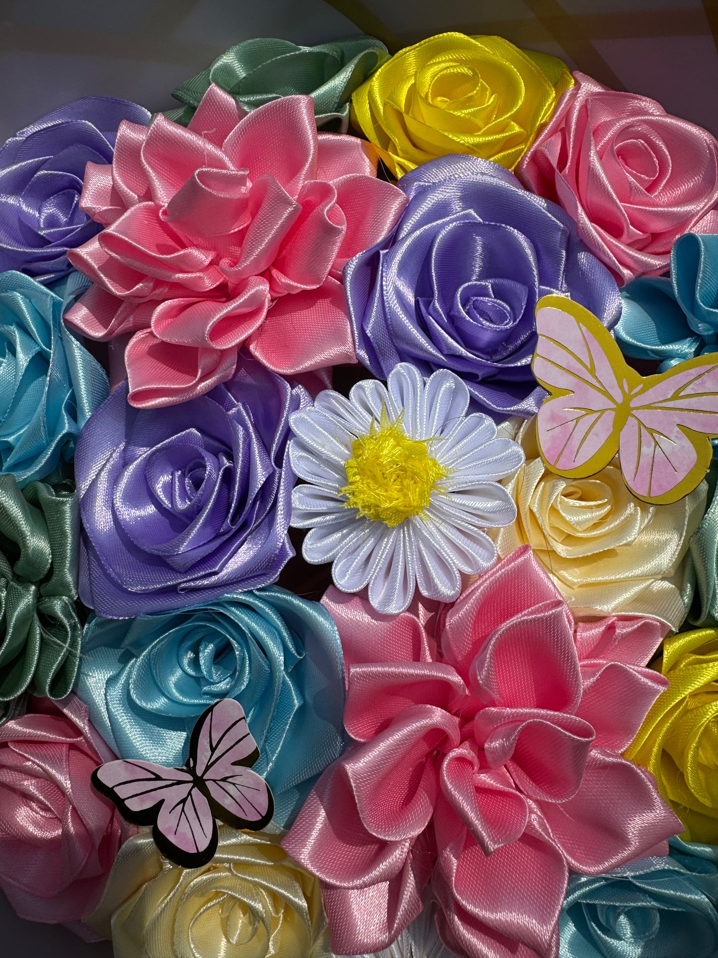 Eternal ribbon bouquet - dahlia, daisies and roses